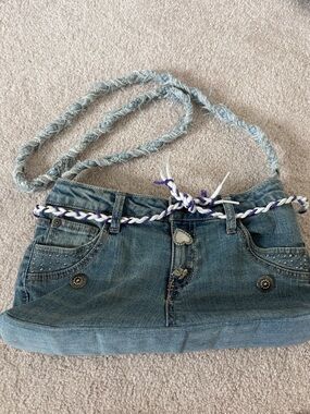 Handmade Branded by CeeCee Nelson Butterfly Embroidered Y2K Upcycled Jean Purse